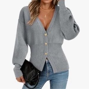 Amazon Women's Light Gray Cardigan Sweater